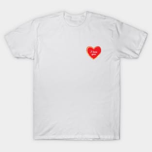 i love you, textured heart outline design T-Shirt